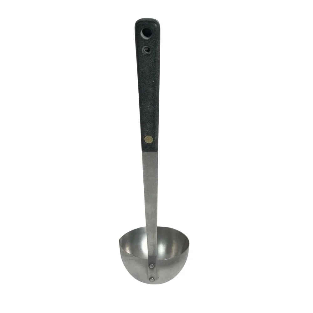 Vintage Flint USA Stainless Wood Handle Serving Ladle With Spout